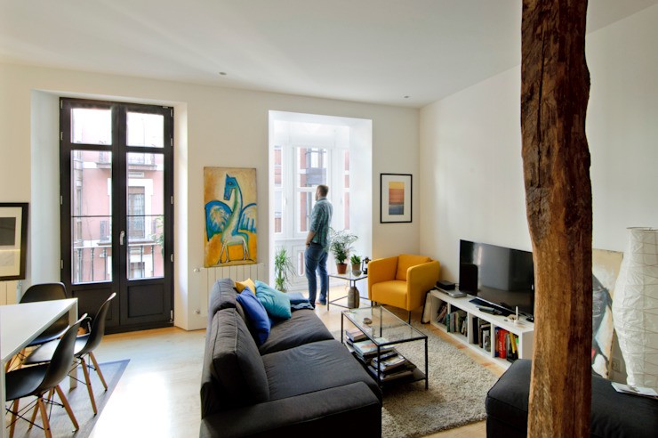 Reforma locuintelor, Garmendia Cordero architects Garmendia Cordero architects Camere de zi in stil modern Masa,Cadru,Mobila,Proprietate,Canapea,Confort,Azur,Lemn,Sufragerie,Canapea de studiu